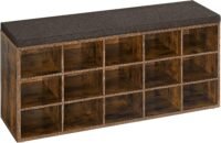 Skohylla, Skobänk med sits, Skoskåp, 30 x 105 x 48 cm, Rustik brun och brun