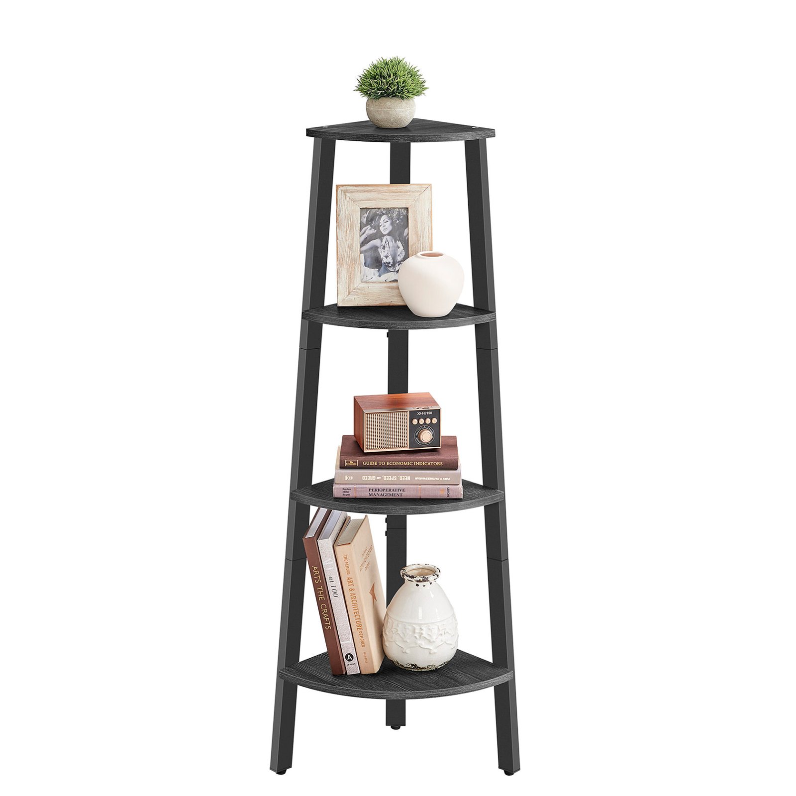 VASAGLE Corner Shelf Unit, 4-Tier Corner Shelf, Ladder Shelf for Living Room, Bookshelf or Plant Stand, Industrial Accent Furniture, Charcoal Gray and Matte Black LLS034B22 2 VASAGLE Corner Shelf Unit, 4-Tier Corner Shelf, Ladder Shelf for Living Room, Bookshelf or Plant Stand, Industrial Accent Furniture, Charcoal Gray and Matte Black LLS034B22 - Bild 2