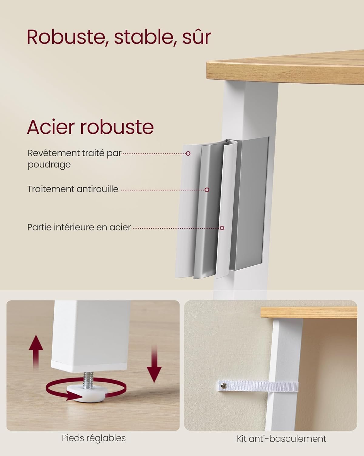 VASAGLE Corner Bookcase 5 Tier Shelf Ladder Shelf Storage Unit Plant Holder for Living Room Industrial Style with Steel Frame Natural Oak and Matte White LLS035Y01 4 VASAGLE Corner Bookcase 5 Tier Shelf Ladder Shelf Storage Unit Plant Holder for Living Room Industrial Style with Steel Frame Natural Oak and Matte White LLS035Y01 - Bild 4