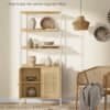 Vasagle 6-etasjers bokhylla med rattan-glasdörrar i boho-stil.