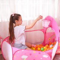 SONGMICS 3-in-1 Unicorns Kids Play Tent, Tunnel, Ball Pit Playground, Children's Pop-Up Rocket Tent, Indoor or Outdoor Use, Unicorn Princess Theme, Gift Idea, Birthday Party, Pink LPT701P01 - Bild 5