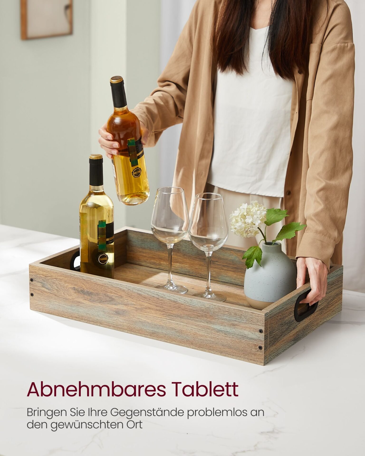 VASAGLE Kitchen Serving Cart with Removable Tray, 3-Tier Kitchen Utility Cart on Wheels with Storage, with Brakes, Levelling Feet, 40 x 72 x 86 cm, Turquoise Brown and Ink Black LRC072K60 3 VASAGLE Kitchen Serving Cart with Removable Tray, 3-Tier Kitchen Utility Cart on Wheels with Storage, with Brakes, Levelling Feet, 40 x 72 x 86 cm, Turquoise Brown and Ink Black LRC072K60 - Bild 3