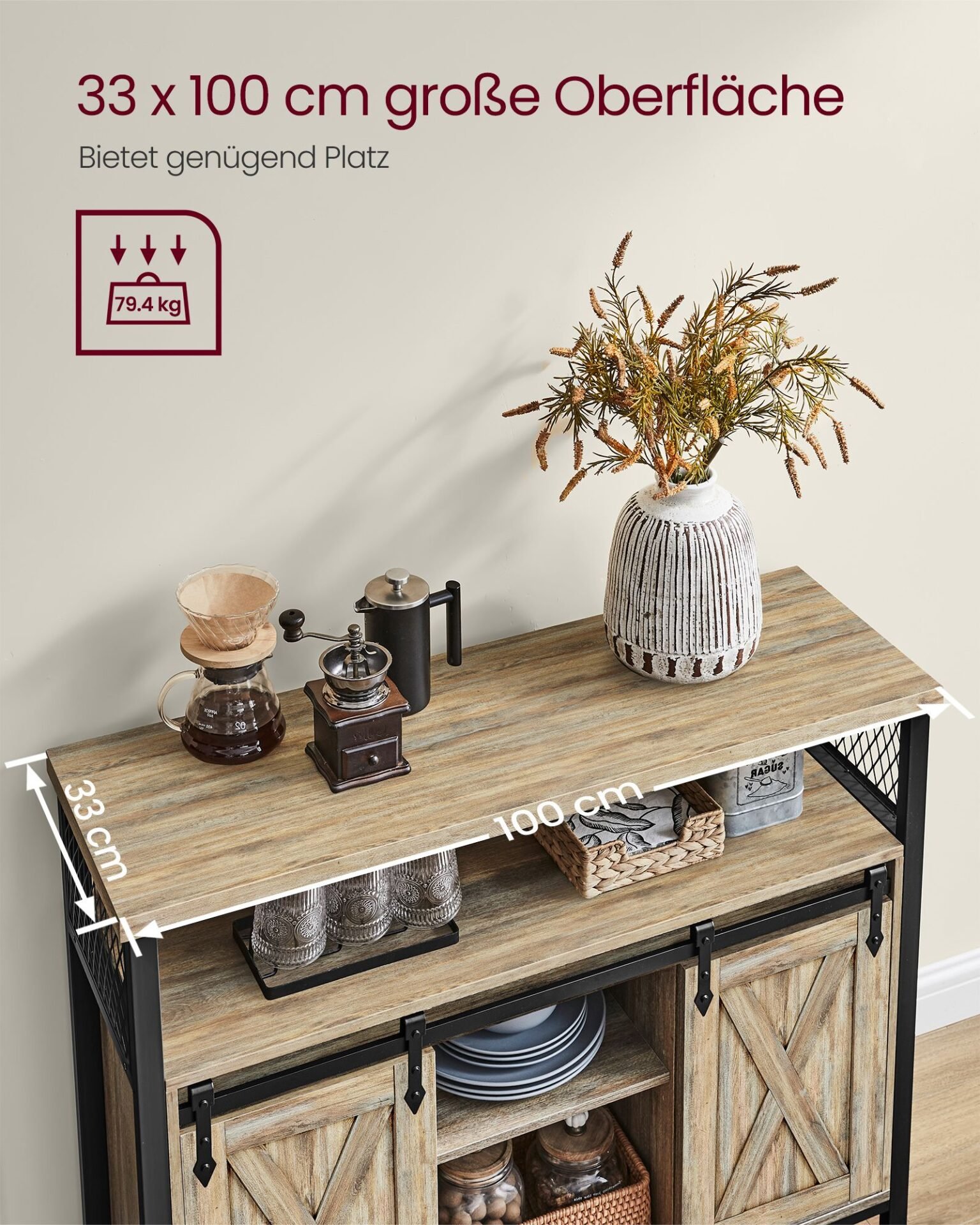 Förvaringsskåp, multifunktionellt skänk med låda, rustik brun och svart 4 Förvaringsskåp, multifunktionellt skänk med låda, rustik brun och svart - Bild 4