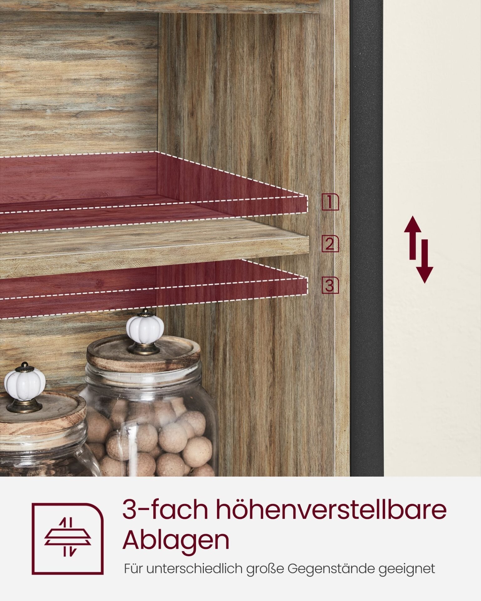 Förvaringsskåp, multifunktionellt skänk med låda, rustik brun och svart 6 Förvaringsskåp, multifunktionellt skänk med låda, rustik brun och svart - Bild 6