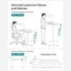 Illustration av höjd- och breddjusterbart skrivbord för ergonomi.