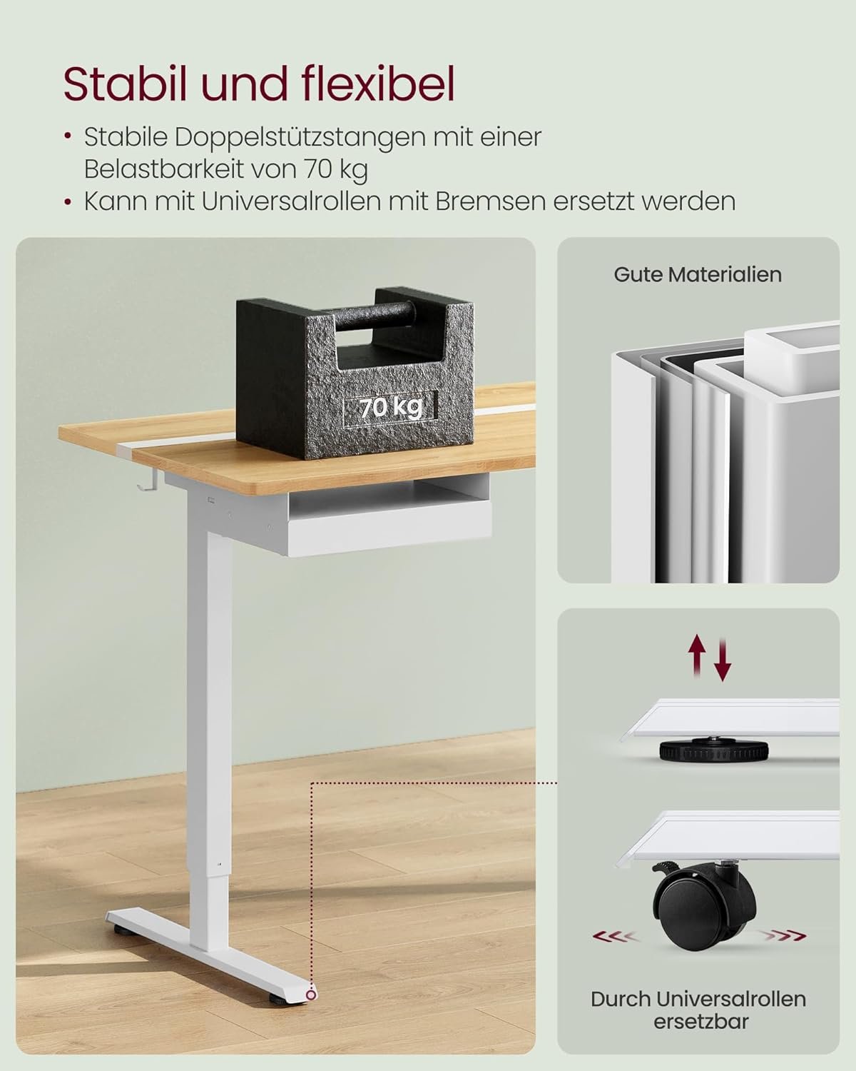 Höjdjusterbart elektriskt skrivbord, 60 x 140 x (72-120), med skärmstativ, Cloud White 7 Höjdjusterbart elektriskt skrivbord, 60 x 140 x (72-120), med skärmstativ, Cloud White - Bild 7