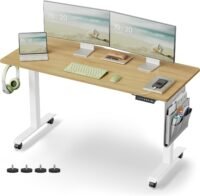 VASAGLE LSD172X01 Height-adjustable desk electric, particle board, steel, Oxford fabric, vintage brown, 120 cm