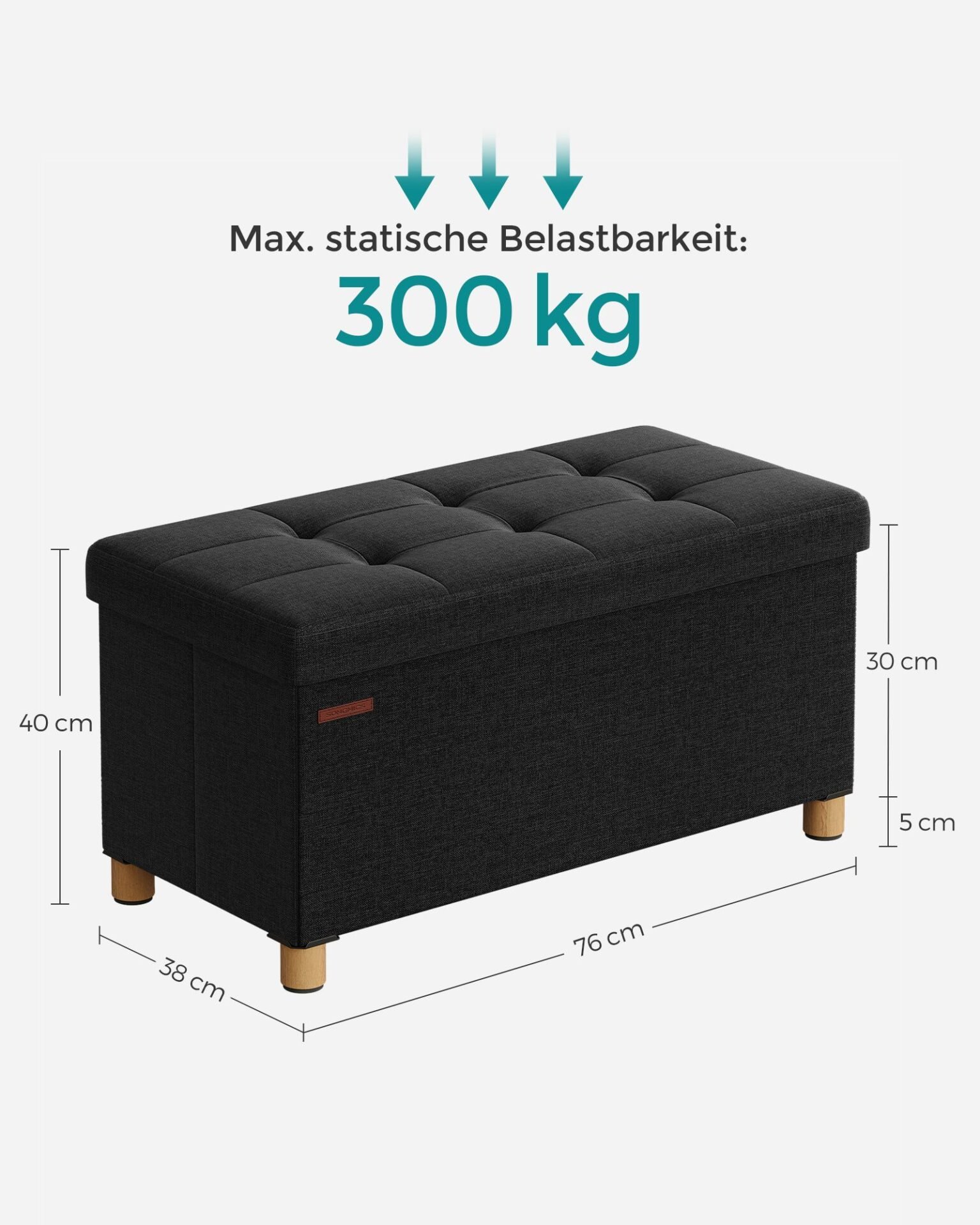 SONGMICS Folding Ottoman, Velvet Chest, Container with Lid, Footstool, 31 x 41 x 31 cm, Load Capacity 130 kg, for Hallway, Living Room, Bedroom, Cream White LSF200W01 5 SONGMICS Folding Ottoman, Velvet Chest, Container with Lid, Footstool, 31 x 41 x 31 cm, Load Capacity 130 kg, for Hallway, Living Room, Bedroom, Cream White LSF200W01 - Bild 5