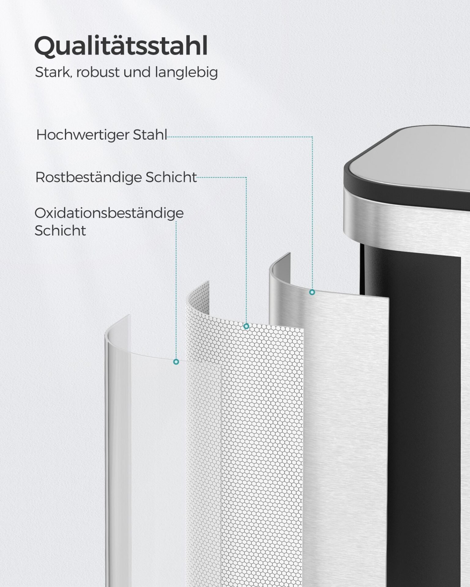 SONGMICS LTB620E50 50 Litre Automatic Motion Sensor Kitchen Trash Can with Multi-Color Indicator Light Odor Elimination with Ozone Lid with Hold Open Function 4 SONGMICS LTB620E50 50 Litre Automatic Motion Sensor Kitchen Trash Can with Multi-Color Indicator Light Odor Elimination with Ozone Lid with Hold Open Function - Bild 4