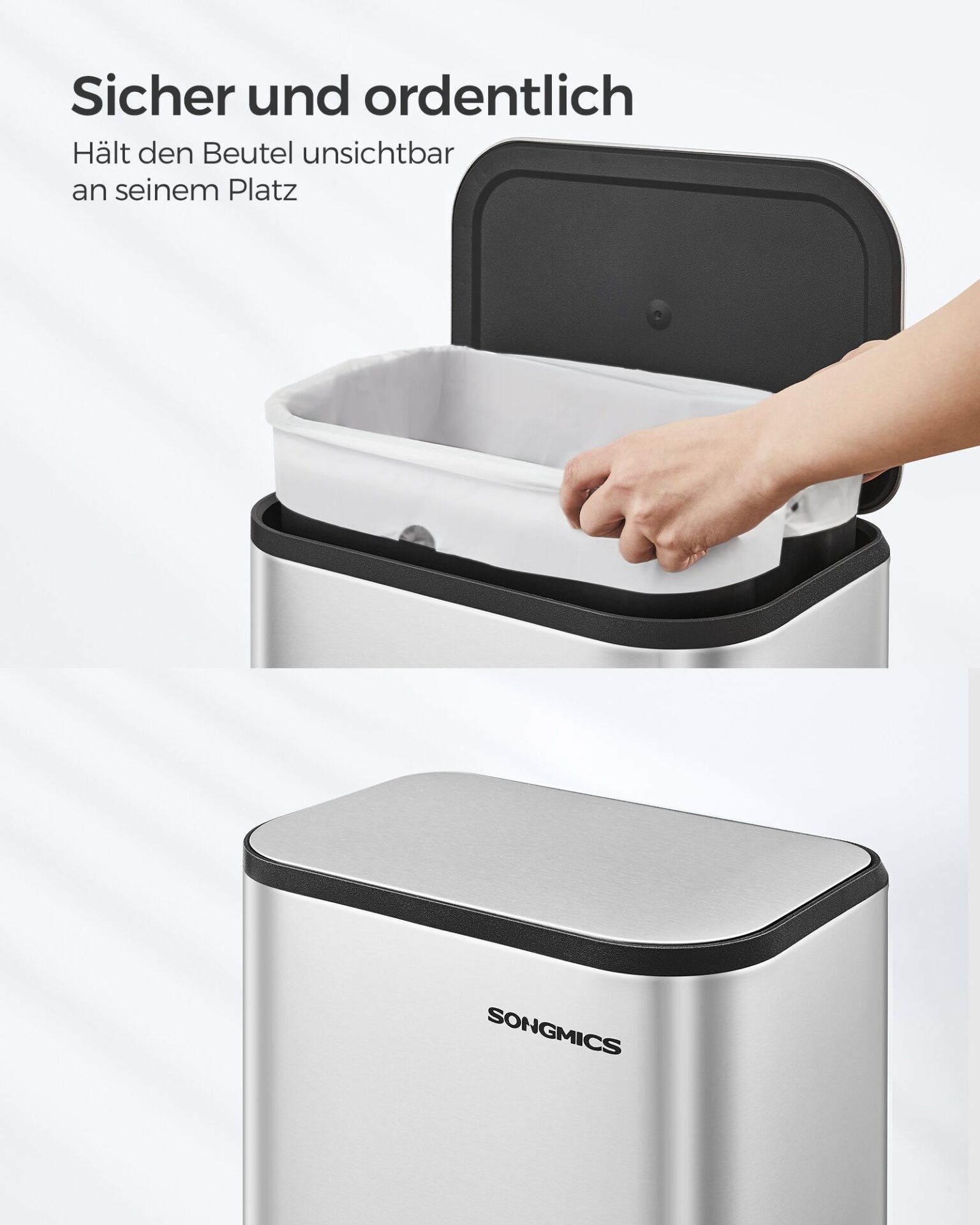 SONGMICS LTB620E50 50 Litre Automatic Motion Sensor Kitchen Trash Can with Multi-Color Indicator Light Odor Elimination with Ozone Lid with Hold Open Function 7 SONGMICS LTB620E50 50 Litre Automatic Motion Sensor Kitchen Trash Can with Multi-Color Indicator Light Odor Elimination with Ozone Lid with Hold Open Function - Bild 7