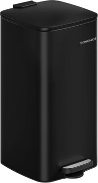 30L Köksavfallshink med Innerhink, Mjukstängning och Håll Öppen, Bläcksvart