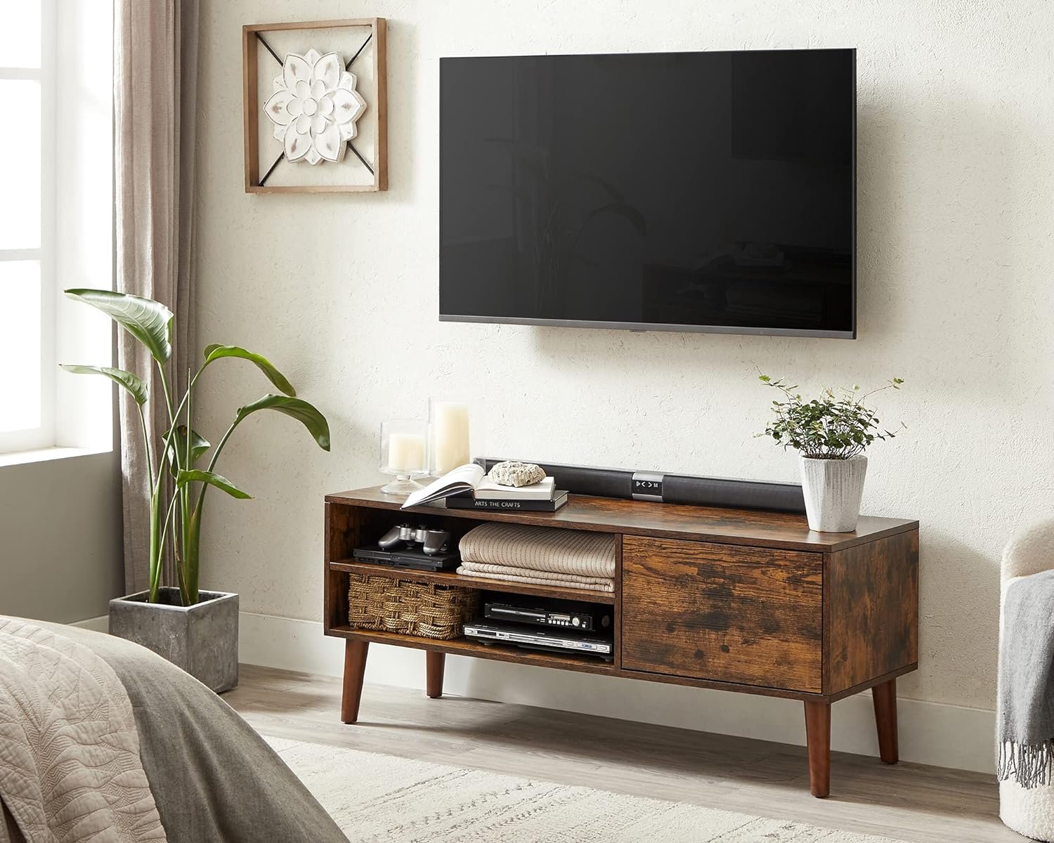 VASAGLE TV Stand, TV Bench TV Cabinet for TVs up to 55 Inches, TV Console, Rustic Brown ULTV120T01 3 VASAGLE TV Stand, TV Bench TV Cabinet for TVs up to 55 Inches, TV Console, Rustic Brown ULTV120T01 - Bild 3