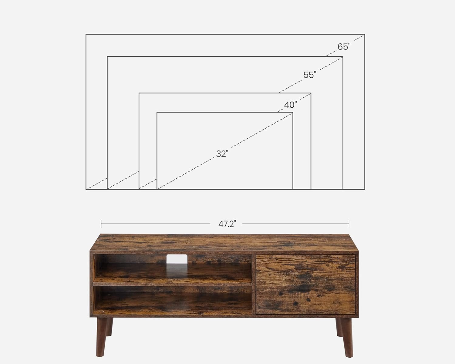 VASAGLE TV Stand, TV Bench TV Cabinet for TVs up to 55 Inches, TV Console, Rustic Brown ULTV120T01 5 VASAGLE TV Stand, TV Bench TV Cabinet for TVs up to 55 Inches, TV Console, Rustic Brown ULTV120T01 - Bild 5