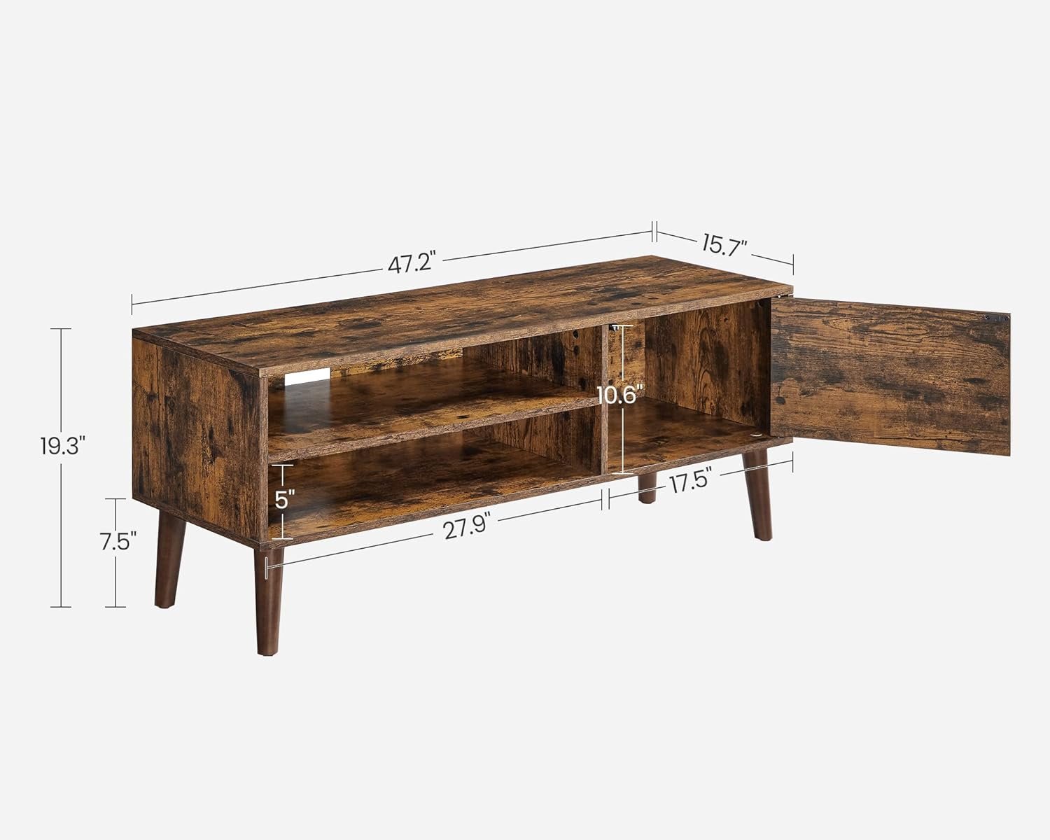 VASAGLE TV Stand, TV Bench TV Cabinet for TVs up to 55 Inches, TV Console, Rustic Brown ULTV120T01 6 VASAGLE TV Stand, TV Bench TV Cabinet for TVs up to 55 Inches, TV Console, Rustic Brown ULTV120T01 - Bild 6