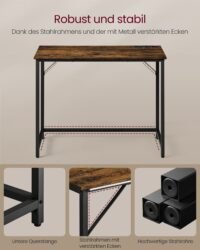 VASAGLE Office Desk Gaming Table with LED Lights, Power Strip, Computer Desk, 50 x 100 x 76, Space Saving, for Study Room, Home Office, Vintage Brown-Black Ink LWD141B81 4 VASAGLE Office Desk Gaming Table with LED Lights, Power Strip, Computer Desk, 50 x 100 x 76, Space Saving, for Study Room, Home Office, Vintage Brown-Black Ink LWD141B81 - Bild 4
