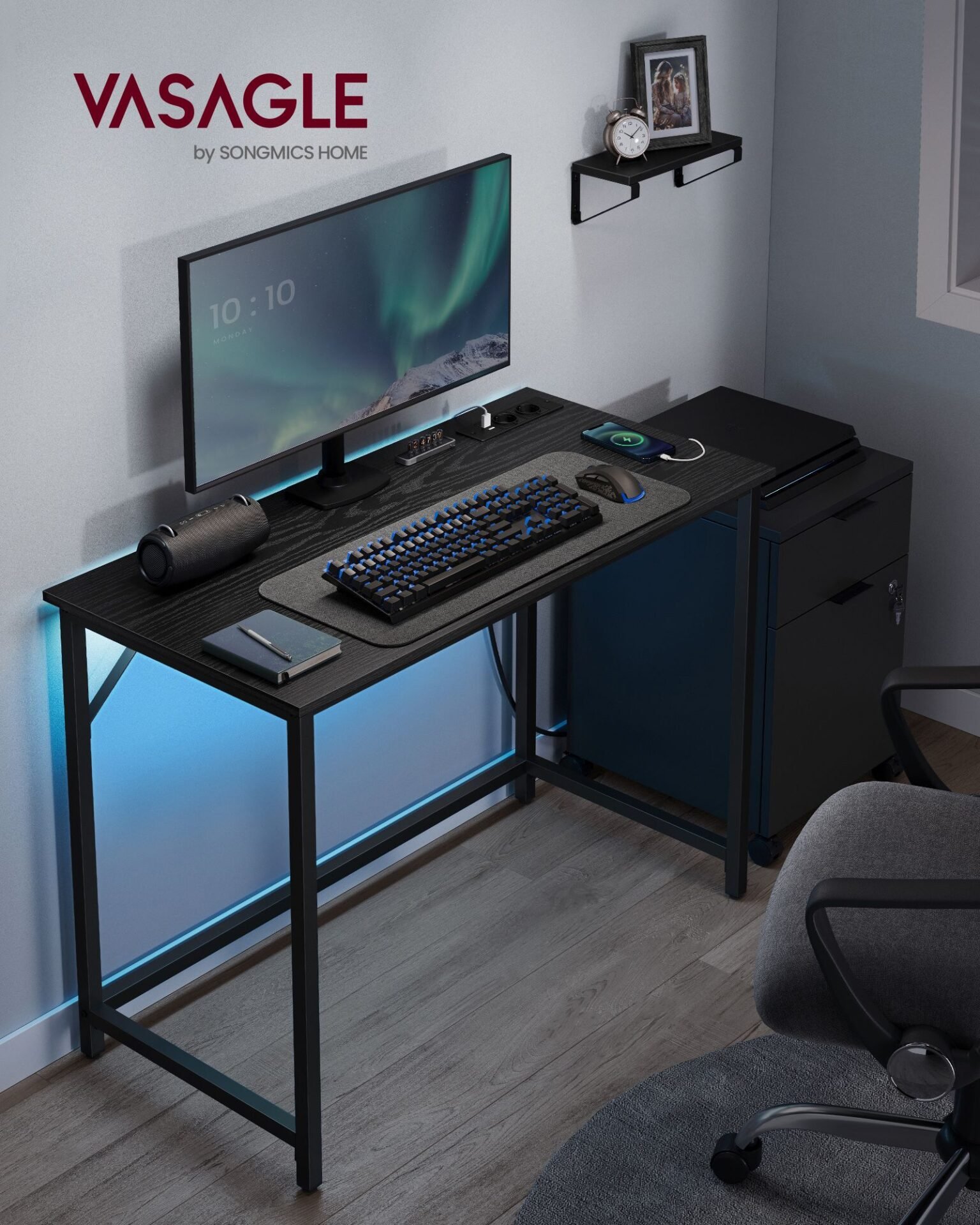 LED-lampor Gamingbord, Skrivbord, Datorbord, Hemmakontor Svart 2 LED-lampor Gamingbord, Skrivbord, Datorbord, Hemmakontor Svart - Bild 2
