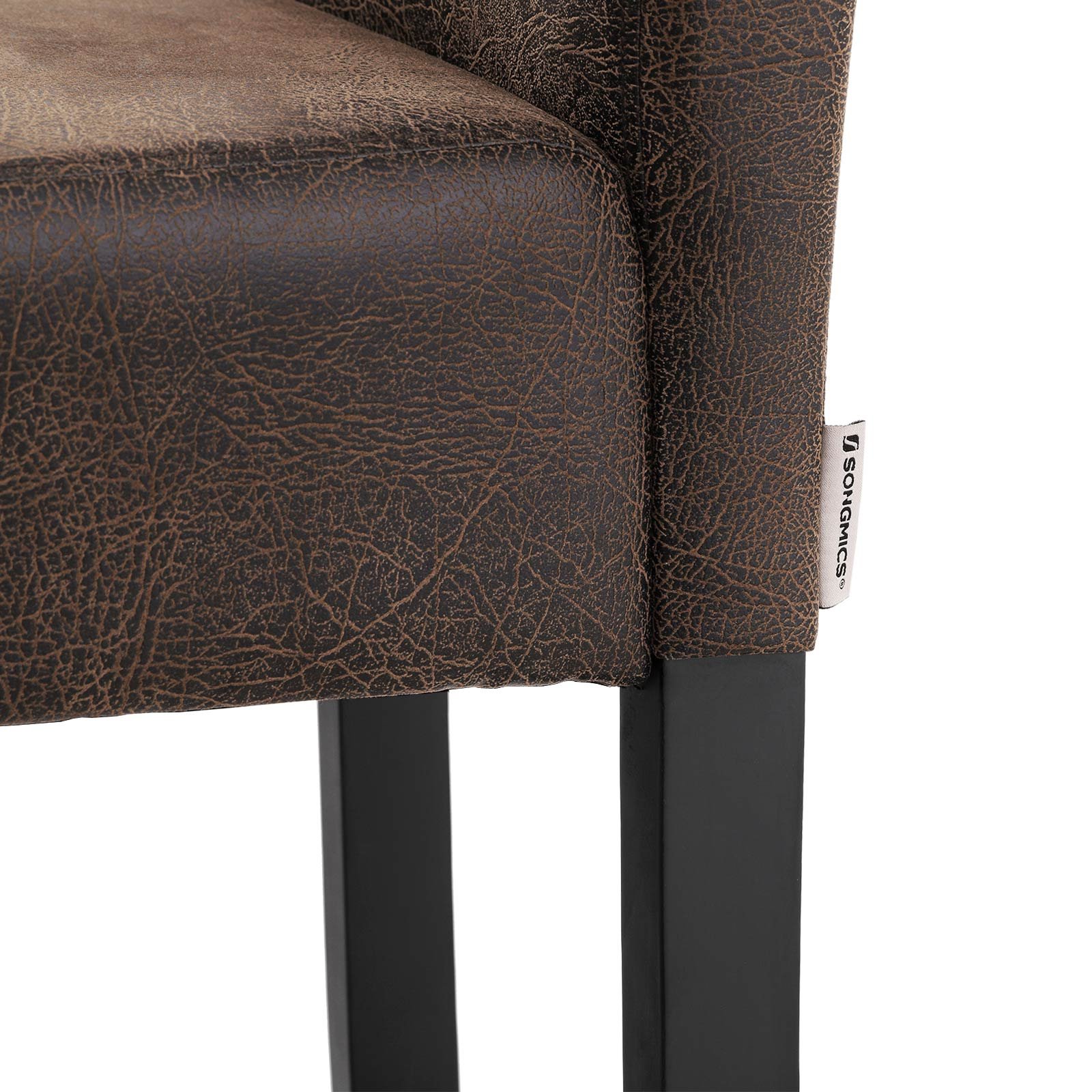 Songmics LDC32BR Bar Stools Padded Low Back PU Seat Height 76 cm Solid Wood Legs with Footrest Brown and Black Set of 2 5 Songmics LDC32BR Bar Stools Padded Low Back PU Seat Height 76 cm Solid Wood Legs with Footrest Brown and Black Set of 2 - Bild 5