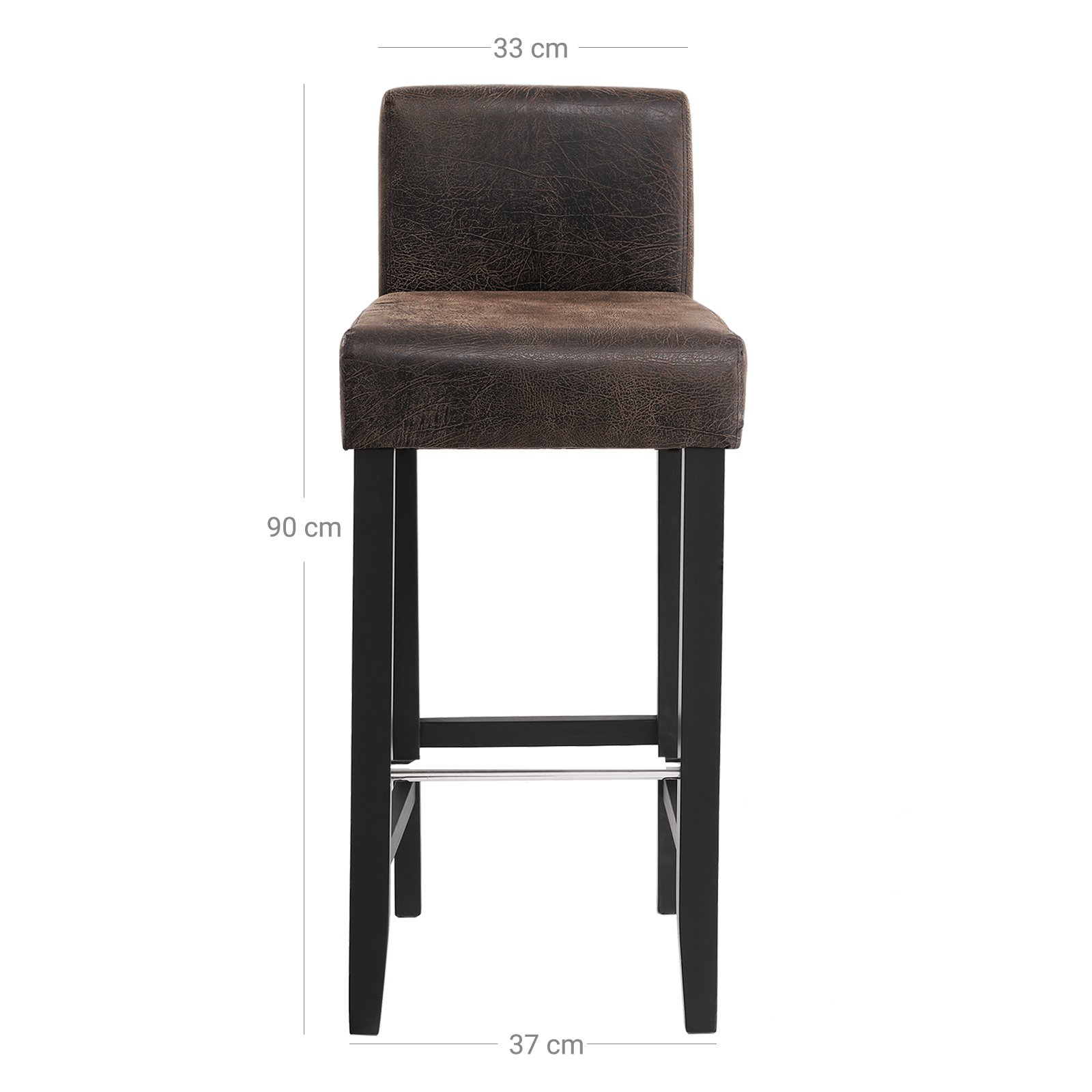 Songmics LDC32BR Bar Stools Padded Low Back PU Seat Height 76 cm Solid Wood Legs with Footrest Brown and Black Set of 2 7 Songmics LDC32BR Bar Stools Padded Low Back PU Seat Height 76 cm Solid Wood Legs with Footrest Brown and Black Set of 2 - Bild 7
