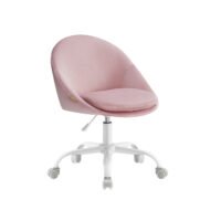 SONGMICS Homeoffice Chair Velvet Swivel Chair Desk Chair Foam Padding Height Adjustable Study Bedroom Pastel Pink OBG020R02
