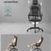 Ergonomisk kontorsstol med justerbar nackstöd och armstöd, max belastning 150 kg.