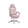 Ergonomisk gaming- och kontorsstol i rosa och vit färg.