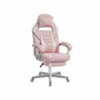 Ergonomisk gaming- och kontorsstol i rosa och vit färg.
