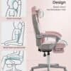 Bekväm ergonomisk kontorsstol med justerbar funktion och stöd för huvud, ländrygg, ben och höft.