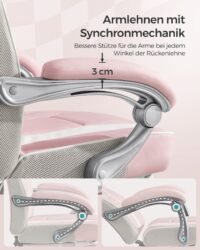 SONGMICS Office Chair, Gaming Chair, Adjustable, Telescopic Footrest, Rocker Mechanism, Headrest, Lumbar Support, Load 150 kg, Candy Pink and Cream White OBG073P01 5 SONGMICS Office Chair, Gaming Chair, Adjustable, Telescopic Footrest, Rocker Mechanism, Headrest, Lumbar Support, Load 150 kg, Candy Pink and Cream White OBG073P01 - Bild 5