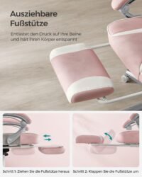 SONGMICS Office Chair, Gaming Chair, Adjustable, Telescopic Footrest, Rocker Mechanism, Headrest, Lumbar Support, Load 150 kg, Candy Pink and Cream White OBG073P01 6 SONGMICS Office Chair, Gaming Chair, Adjustable, Telescopic Footrest, Rocker Mechanism, Headrest, Lumbar Support, Load 150 kg, Candy Pink and Cream White OBG073P01 - Bild 6