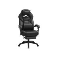 SONGMICS Gaming Chair, Office Chair with Footrest, Desk Chair, Ergonomic Design, Adjustable Headrest, Lumbar Support, Holds up to 150 kg, Black OBG077B01