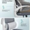 Kontorsstol med ergonomiskt ländstöd och justerbar nackstöd.