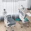 Ergonomiska kontorsstolar med justerbara armstöd och hög rygg för komfort.
