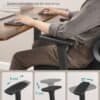 Kontorsstol med 3D-armstöd, höj- och vinkeljustering, lumbar support och hög rygg.