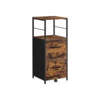 VASAGLE Filing Cabinet for Home Office, File Cabinet with 2 Drawers, Open Shelf, Steel Frame, for A4 and Letter Sized Files, Printer Stand, Industrial, Rustic Brown and Black OFC045B01