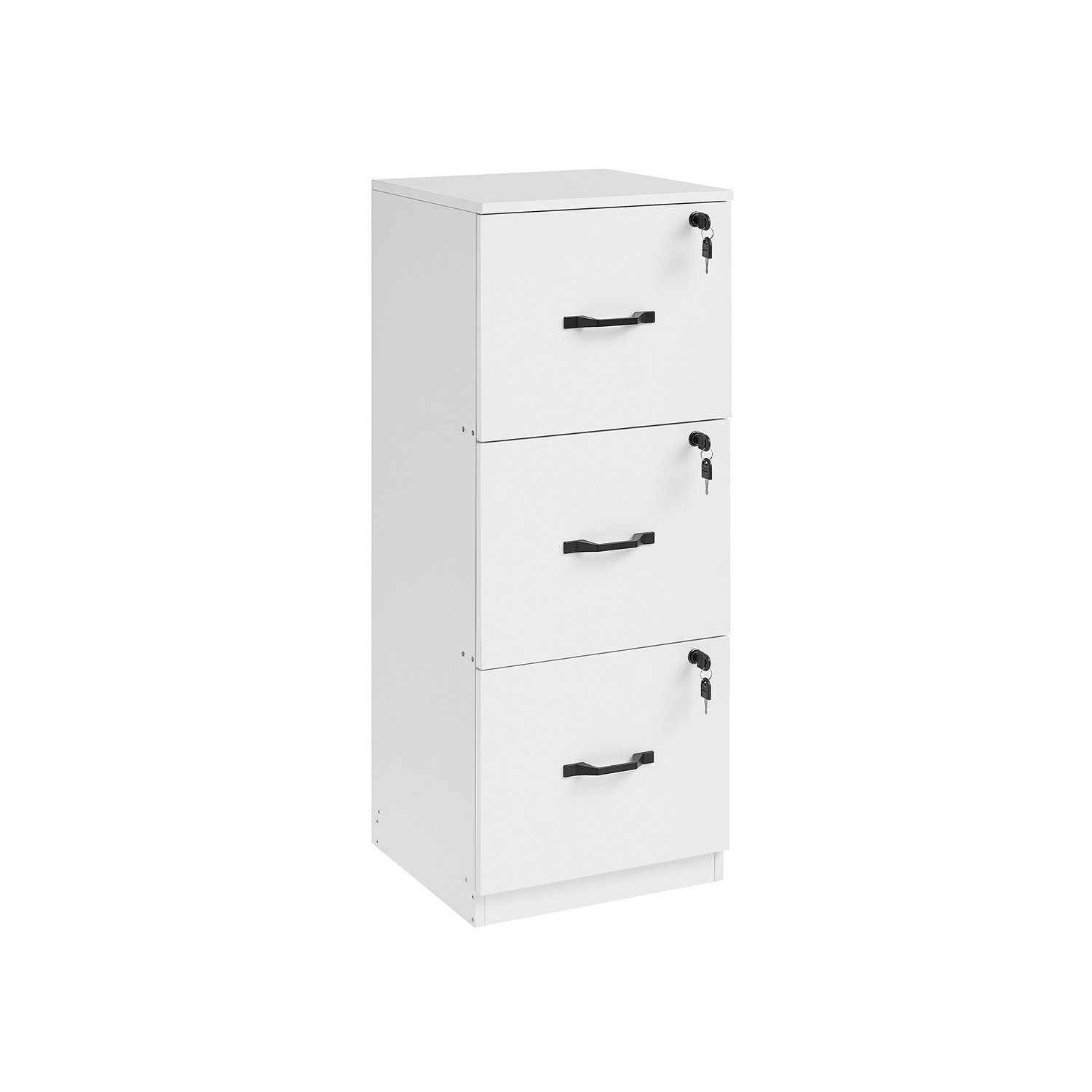 VASAGLE 3-Drawer Office Pedestal, Document Storage Unit, Printer Stand, 3 Lockable Drawers, Adjustable Hanging Rail, for A4 Files, Cloud White OFC055W14 1 VASAGLE 3-Drawer Office Pedestal, Document Storage Unit, Printer Stand, 3 Lockable Drawers, Adjustable Hanging Rail, for A4 Files, Cloud White OFC055W14