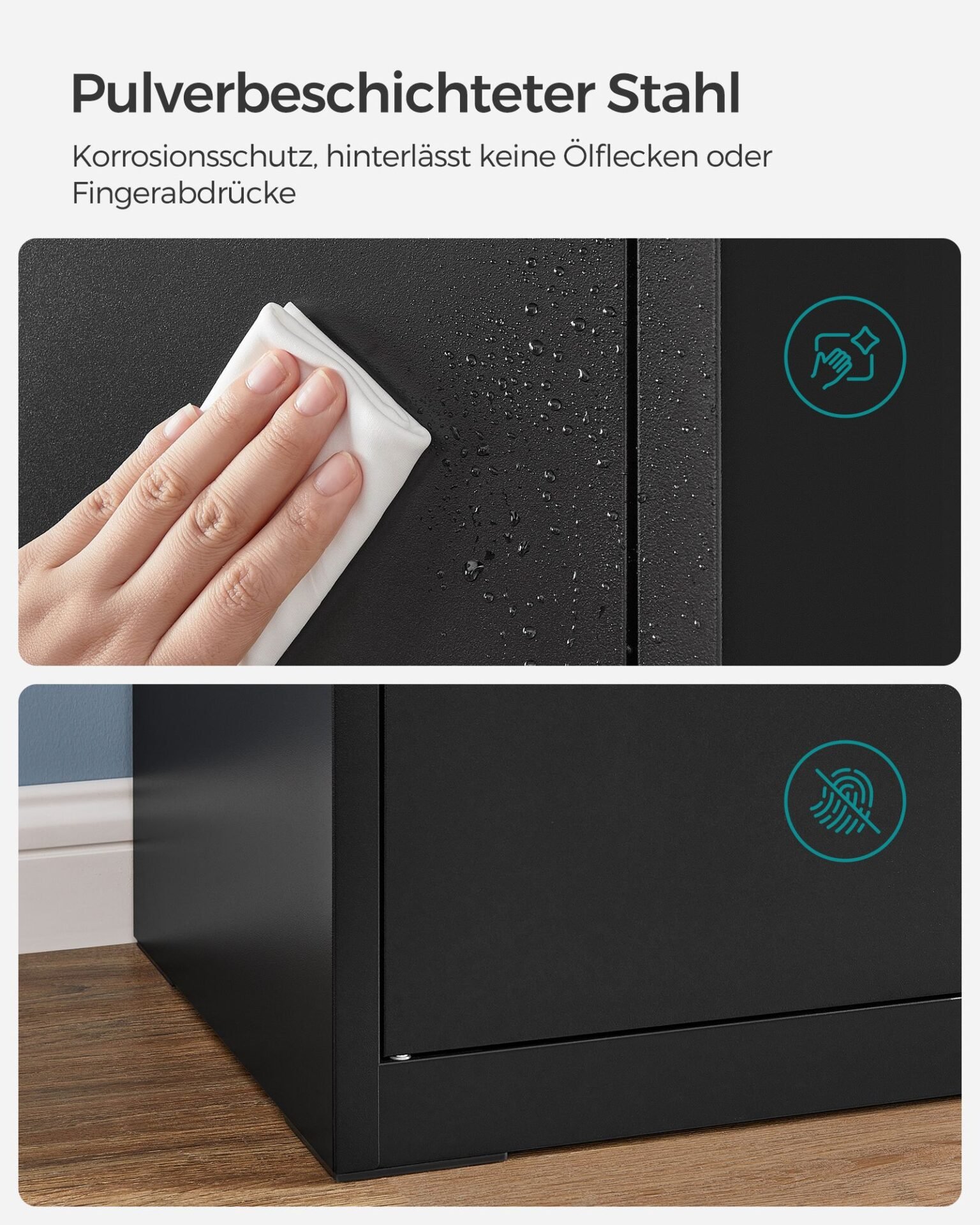 SONGMICS OMC015B01 Steel Office Storage Cabinet with 4 Shelves Double Doors Lock Tool Cabinet Adjustable Shelves for Garage Office Black 6 SONGMICS OMC015B01 Steel Office Storage Cabinet with 4 Shelves Double Doors Lock Tool Cabinet Adjustable Shelves for Garage Office Black - Bild 6