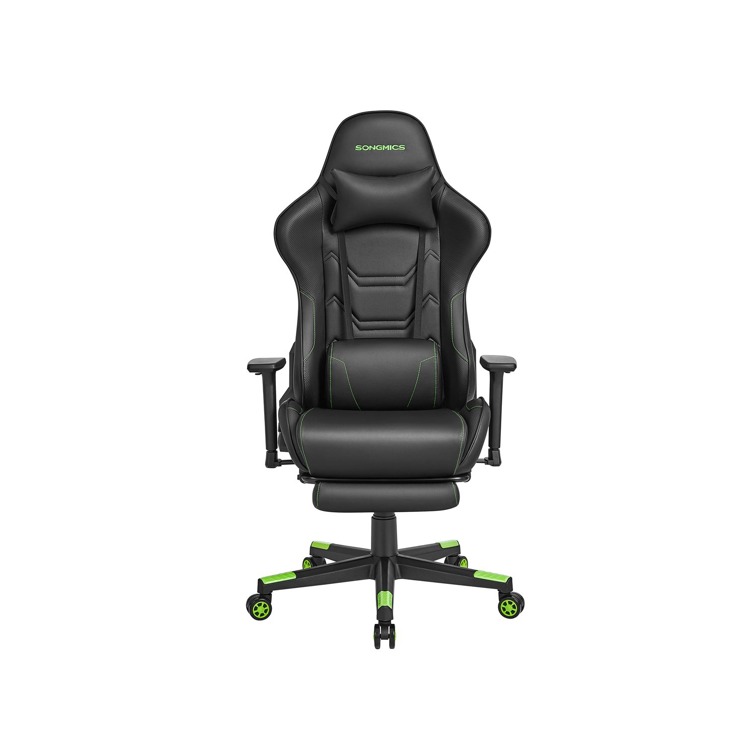 SONGMICS RCG070C01 Ergonomic Office Chair with High Back Armrests Footrest Lumbar Support Pillow Load up to 150kg Black/Green 4 SONGMICS RCG070C01 Ergonomic Office Chair with High Back Armrests Footrest Lumbar Support Pillow Load up to 150kg Black/Green - Bild 4