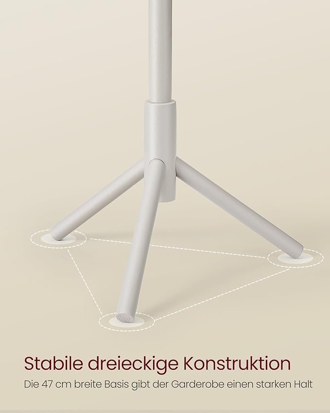 VASAGLE Coat Rack Solid Wood Coat Rack Tree Shape 8 Hooks 3 Adjustable Heights for Clothes Hat Bag Living Room Bedroom Office Cappuccino Beige RCR004K01 4 VASAGLE Coat Rack Solid Wood Coat Rack Tree Shape 8 Hooks 3 Adjustable Heights for Clothes Hat Bag Living Room Bedroom Office Cappuccino Beige RCR004K01 - Bild 4