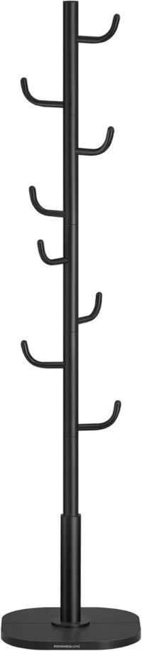 Kaktusformad klädhängare, klädhängarställ, 8 robusta krokar, bläcksvart
