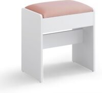 Sminkpall, vadderad sminkpall i sammet med halkfria fotstöd, mattvit pastellrosa