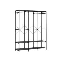 Klädställning, klädhängare, garderob med klädstång, hyllor, 40 x 141 x 180 cm, ebenholtssvart