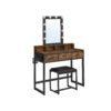 Vasagle sminkbord med spegel och stol i industriell design.