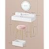 VASAGLE Dressing Table with Stool and Lighting, Power Strip, Mirror, Dressing Table, 40 x 100 x 134.8 cm, Cosmetic Table with Drawers, Padded Stool, Matte White / Pale Gold RVT619W01 3 VASAGLE Dressing Table with Stool and Lighting, Power Strip, Mirror, Dressing Table, 40 x 100 x 134.8 cm, Cosmetic Table with Drawers, Padded Stool, Matte White / Pale Gold RVT619W01 - Bild 3