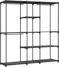 SONGMICS Portable Open Wardrobe, Clothes Rack, Freestanding Wardrobe with Clothes Rails and Fabric Shelves for Bedroom, 43 x 182 x 182 cm Black RYG037B02