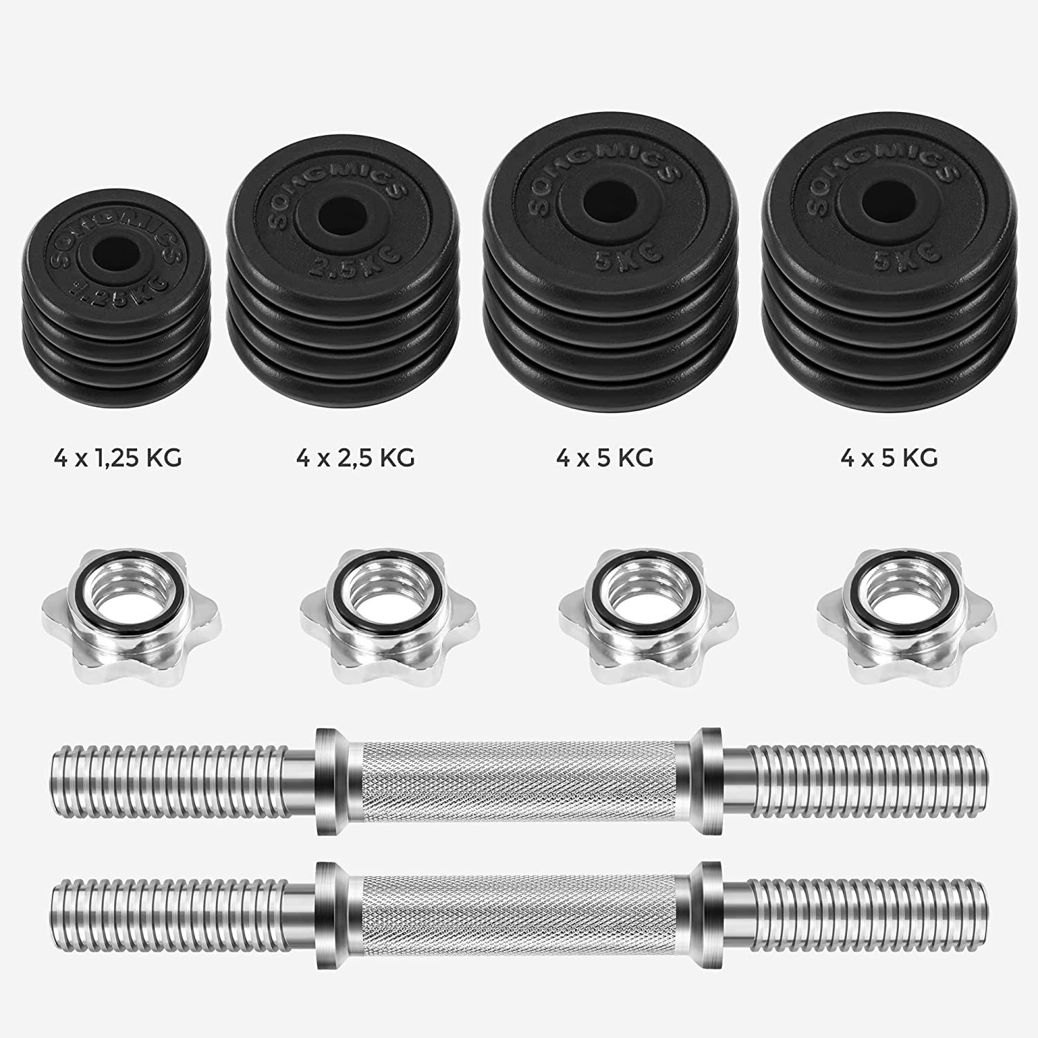 SONGMICS Set of 1 Cast Iron Dumbbells, Adjustable for Men Women Workout, Steel Grip, Fitness Training, Weight Lifting, Home Gym, Black 3 SONGMICS Set of 1 Cast Iron Dumbbells, Adjustable for Men Women Workout, Steel Grip, Fitness Training, Weight Lifting, Home Gym, Black - Bild 3