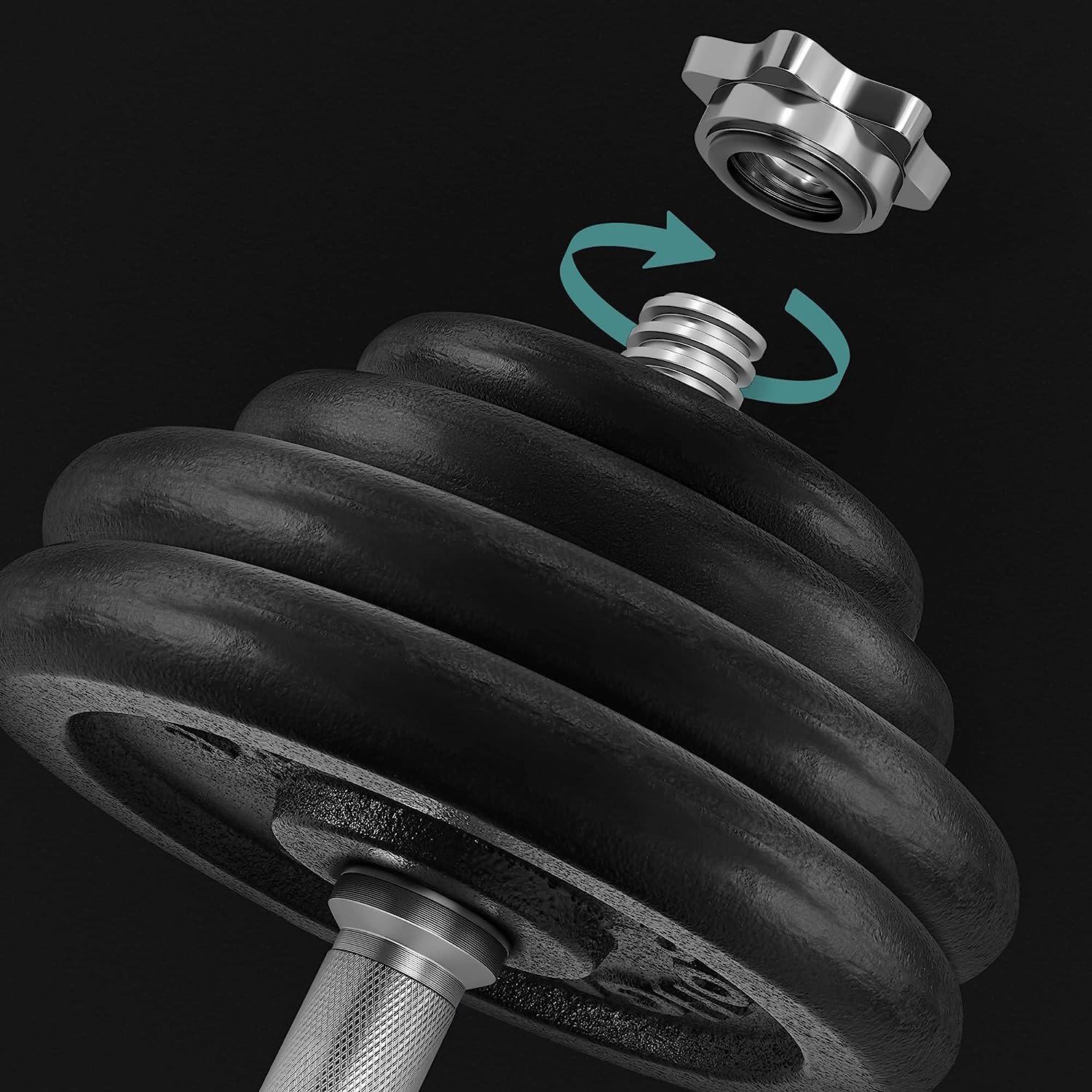 SONGMICS Set of 1 Cast Iron Dumbbells, Adjustable for Men Women Workout, Steel Grip, Fitness Training, Weight Lifting, Home Gym, Black 5 SONGMICS Set of 1 Cast Iron Dumbbells, Adjustable for Men Women Workout, Steel Grip, Fitness Training, Weight Lifting, Home Gym, Black - Bild 5