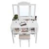 Vit sminkbord med spegel, makeup- och kosmetikförvaring, elegant design.