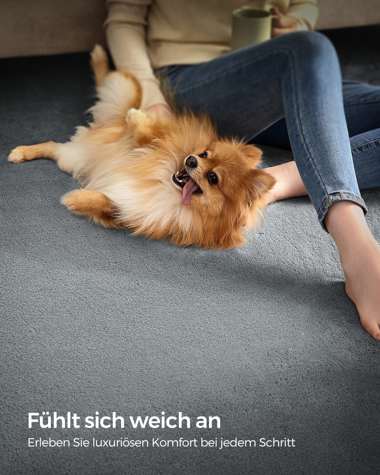 SONGMICS Rug, 80 x 150 cm, Non-Slip Rug, Home Decor, for Living Room, Bedroom, Nursery, Machine Washable, Modern Style, Dove Gray TAR011G01 3 SONGMICS Rug, 80 x 150 cm, Non-Slip Rug, Home Decor, for Living Room, Bedroom, Nursery, Machine Washable, Modern Style, Dove Gray TAR011G01 - Bild 3