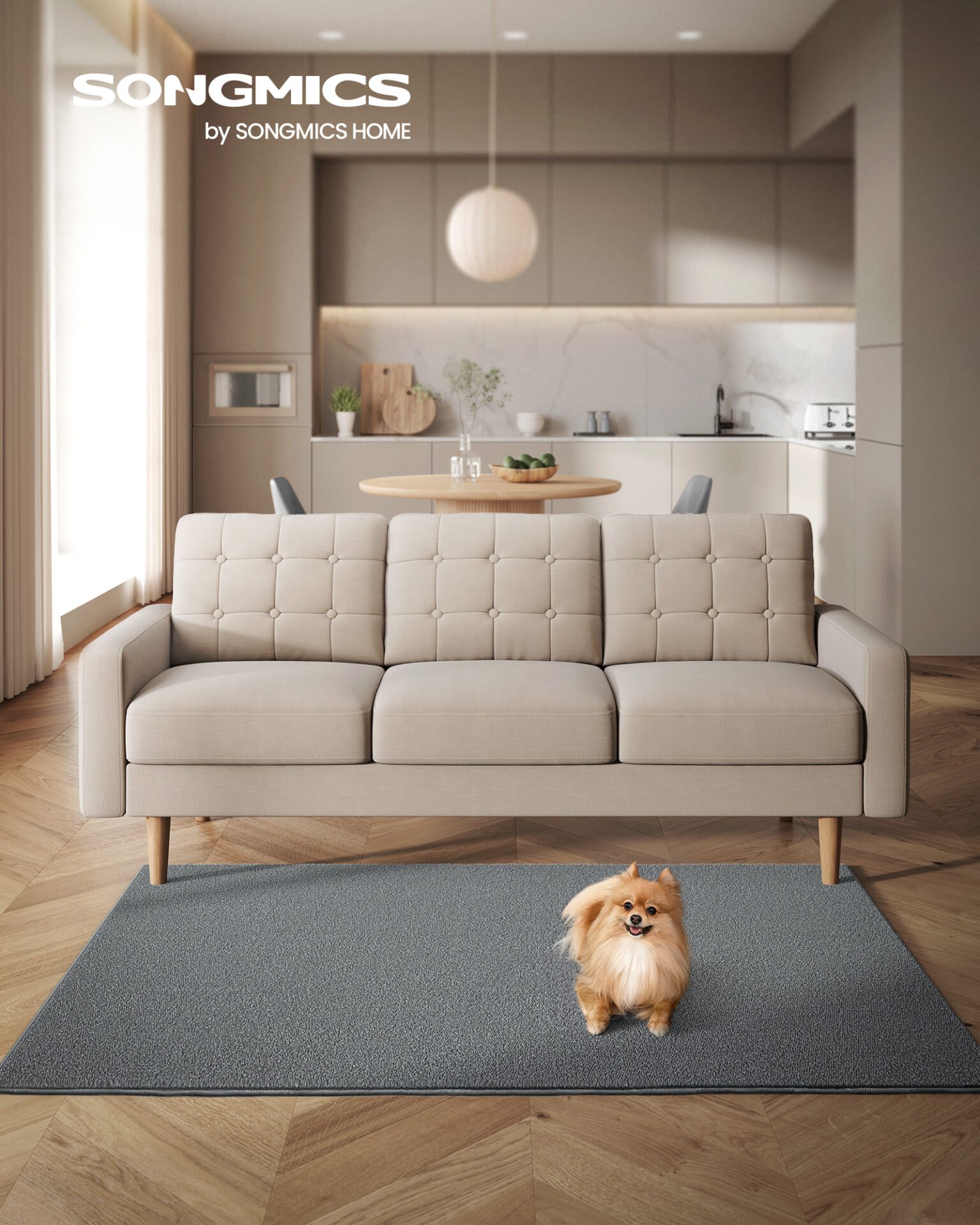 SONGMICS Rug, 120 x 170 cm, Non-Slip Rug, Home Decor, for Living Room, Bedroom, Nursery, Machine Washable, Modern Style, Dove Gray TAR012G01 2 SONGMICS Rug, 120 x 170 cm, Non-Slip Rug, Home Decor, for Living Room, Bedroom, Nursery, Machine Washable, Modern Style, Dove Gray TAR012G01 - Bild 2