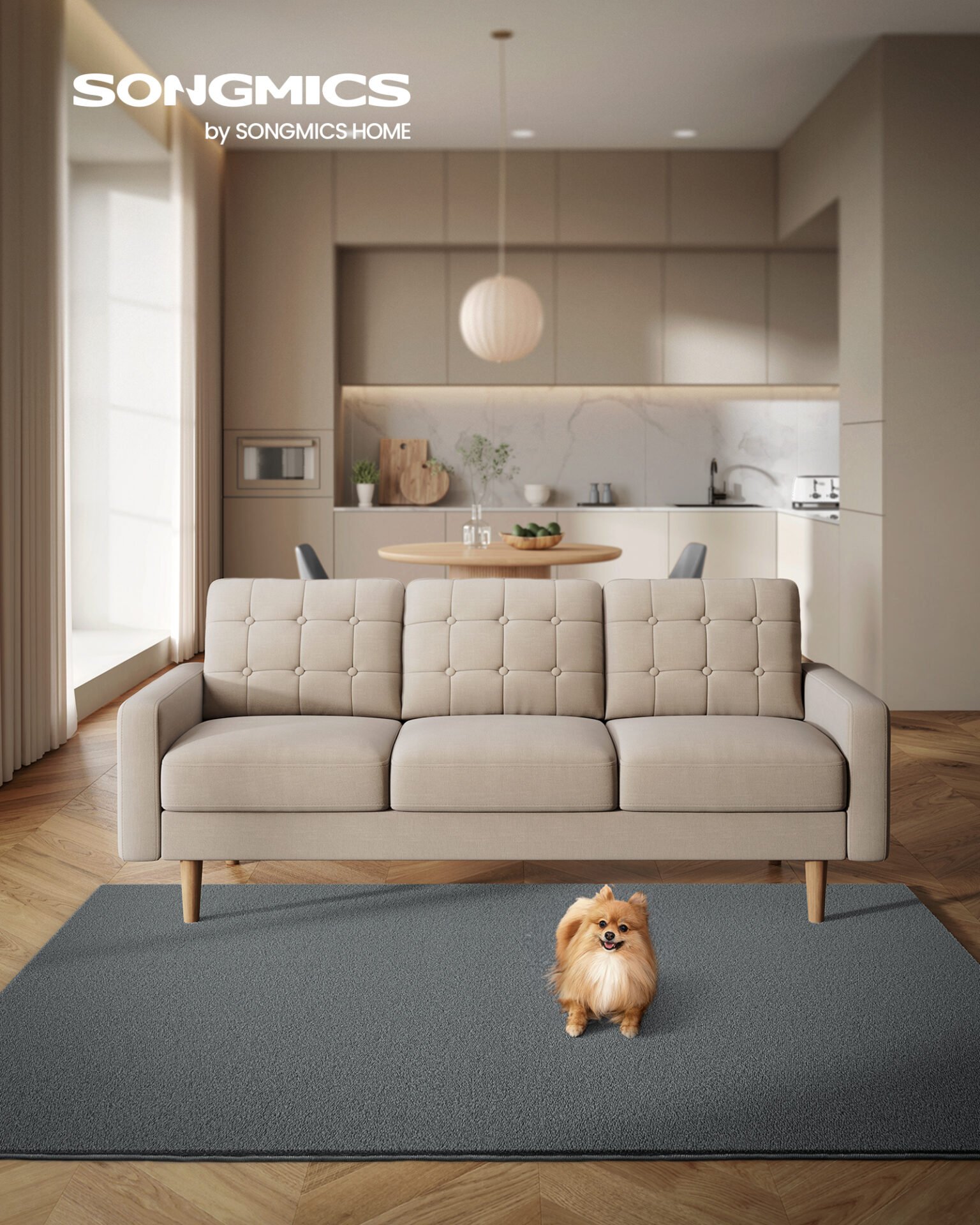 SONGMICS Rug, 160 x 230 cm, Non-Slip Rug, Home Decor, for Living Room, Bedroom, Nursery, Machine Washable, Modern Style, Dove Gray TAR013G01 2 SONGMICS Rug, 160 x 230 cm, Non-Slip Rug, Home Decor, for Living Room, Bedroom, Nursery, Machine Washable, Modern Style, Dove Gray TAR013G01 - Bild 2